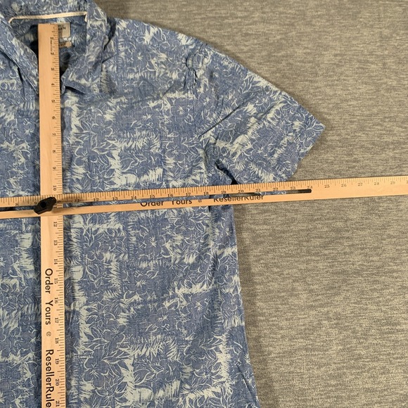 Quiksilver Waterman Shirt Mens Small Blue White Floral Hawaiian Button Up Casual - Picture 7 of 11